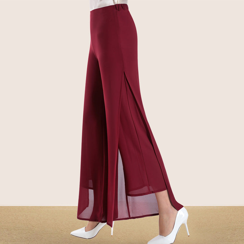 Wide Leg Pants Chiffon High Waist Pants Loose Women's Trousers